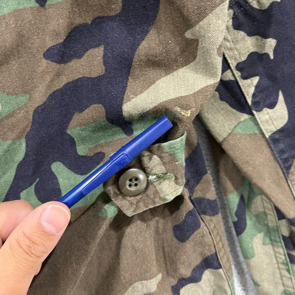 Vintage US Army Woodland Camo BDU Combat‎ Shirt Field Jacket Men's M Nato